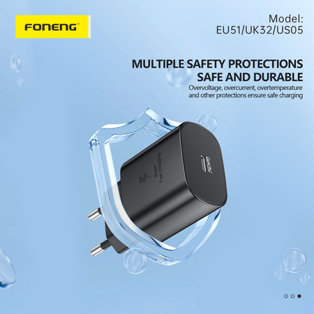 Foneng Ładowarka sieciowa EU51 GaN - Typ C - PD 25W czarna