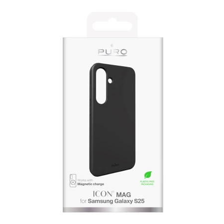 Puro Icon Mag Silicone Case with MagSafe for Samsung Galaxy S25 - Black