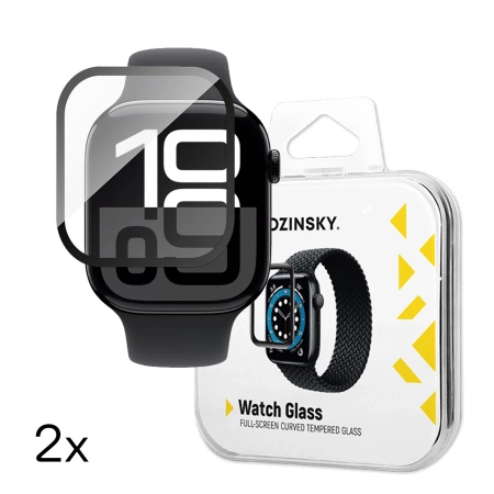 Wozinsky Full Glue Tempered Glass mit schwarzem Rahmen für Apple Watch 46 mm (2 Stk.)