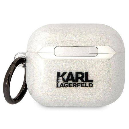 Original Handyhülle APPLE AIRPODS 3 Karl Lagerfeld Gliter Karl&Choupette (KLA3HNKCTGT) transparent