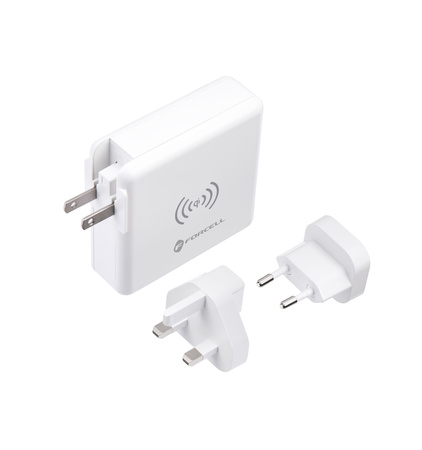 Forcell Wielofunkcyjna Ładowarka 4w1 15W ze złączami USB/USB typ C, power bankiem 8000mAh i ładowaniem bezprzewodowym