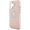 Etui Guess IML Metal Glitter 4G Circle Triangle MagSafe na iPhone 16 - różowe