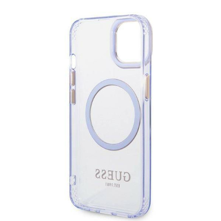 Guess Gold Outline Translucent MagSafe - Etui iPhone 14 (fioletowy)