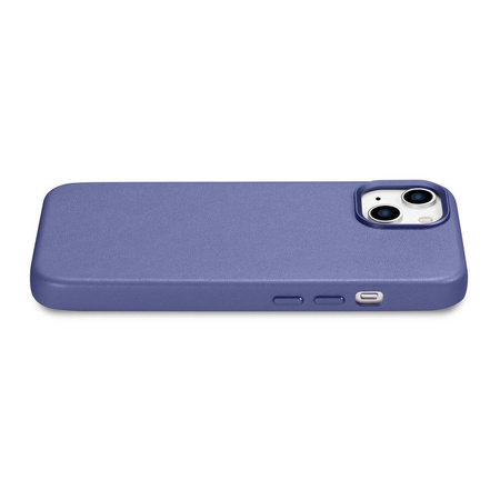 iCarer Case Leather genuine leather case cover for iPhone 14 Plus light purple (MagSafe compatible)