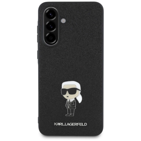 Karl Lagerfeld Fixed Glitter Ikonik Logo Metal Pin Case für Samsung Galaxy A36 - Schwarz