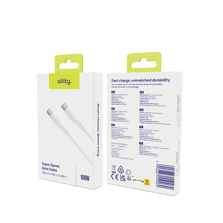 Allity kabel AUC-02 USB-C - USB-C 1,0 m 100W biały