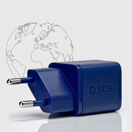 SBS TETRGAN1C20B 20W GaN Wall Charger with Power Delivery - Blue