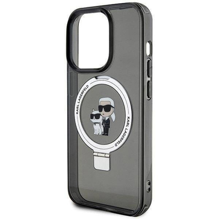 Karl Lagerfeld KLHMP15LHMRSKCK iPhone 15 Pro 6.1&quot; black/black hardcase Ring Stand Karl&amp;Choupette MagSafe