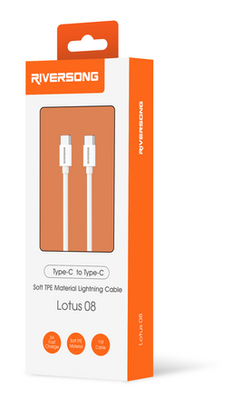 Riversong kabel Lotus 08 USB-C - USB-C 1,0m 3A jasny szary CT76