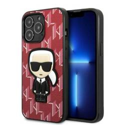 Original Handyhülle IPHONE 13 PRO MAX Karl Lagerfeld Hardcase Monogram Ikonik Patch rot
