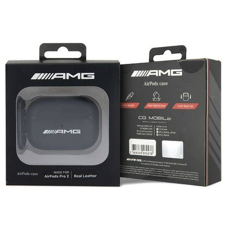Oryginalne Etui APPLE AIRPODS PRO 2 Mercedes AMG Cover Leather White Logo (AMAP2SLWK) czarne
