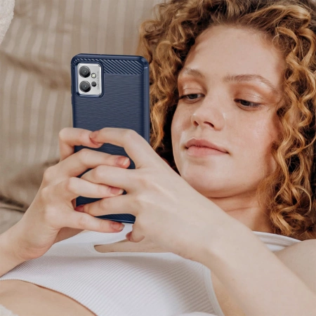 Carbon Case für Xiaomi Poco F4 5G flexible Silikon-Carbon-Hülle schwarz