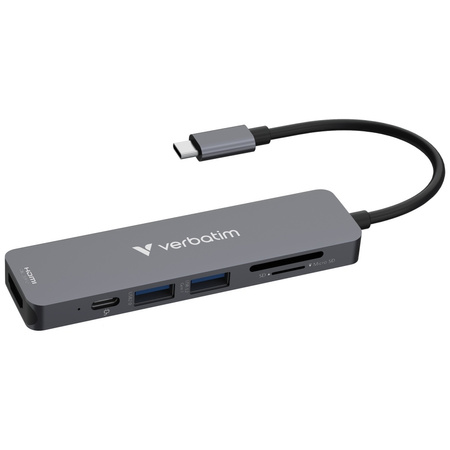 Adapter Hub Verbatim USB-C/HDMI/USB-A     3.2/USB-A 2.0/SD/microSD aluminiowy 32156