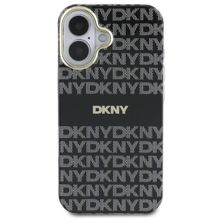 Etui DKNY Repeat Texture Pattern With Stripe na iPhone 16 - czarne