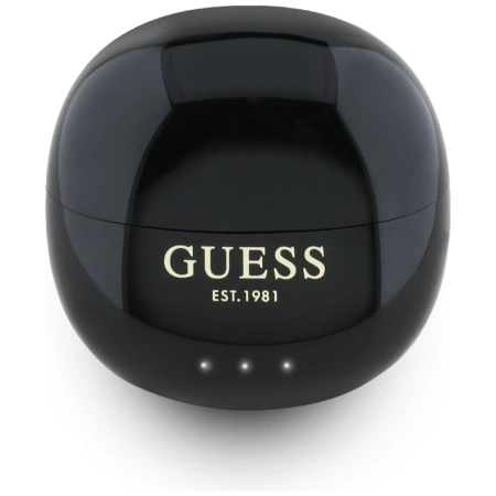 Guess Glossy Effect Egg Shape Printed Classic Logo TWS headphones - black