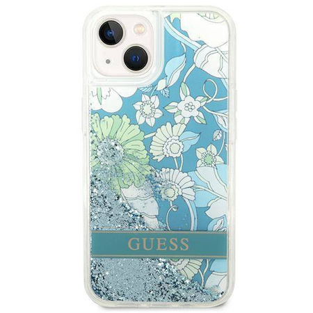 Etui IPHONE 14 PLUS Guess Hardcase Flower Liquid Glitter zielone