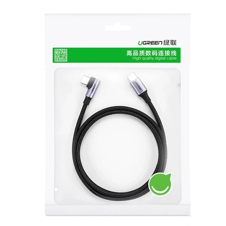 Ugreen angle cable USB Type C - USB Type C Power Delivery 60 W 20 V 3 A 1 m black-gray cable (US255 50123)