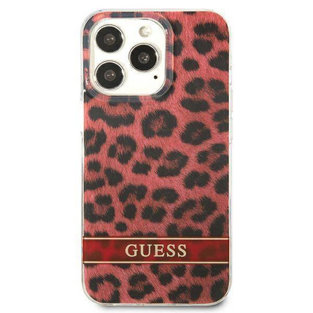 Etui IPHONE 13 PRO Guess Hardcase Leopard (GUHCP13LHSLEOR) czerwone