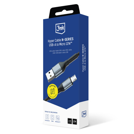 Accessories - 3mk Hyper Cable N-SERIES A to Micro 1m 5V/2.4A 12W Black