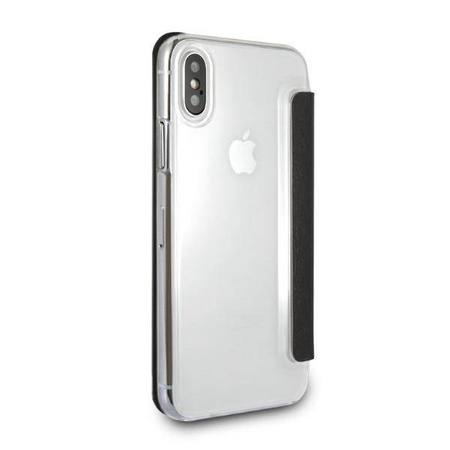 Original Handyhülle IPHONE X / XS Karl Lagerfeld Bookcase Signature Glitter schwarz