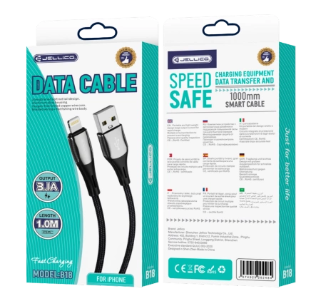 JELLICO kabel B18 Lightning 3.1A 1M Czarny