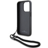 BMW Signature Leder-Wordmark-Cord-Hülle für iPhone 15 Pro – Schwarz