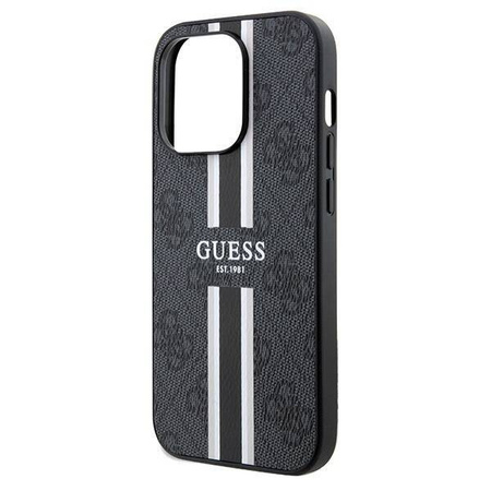 Oryginalne Etui APPLE IPHONE 15 PRO MAX Guess Hardcase 4G Printed Stripes MagSafe (GUHMP15XP4RPSK) czarne