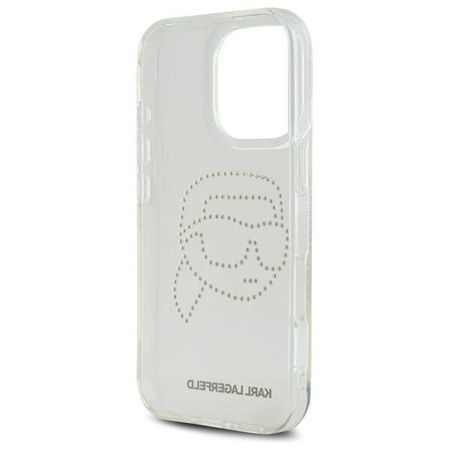 Original Case IPHONE 16 PRO MAX Karl Lagerfeld Hardcase IML Rhinestones Karl Head (KLHCP16XHKHDCELT) transparent