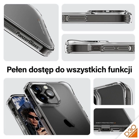 Etui PanzerGlass HardCase z D3O i certyfikatem Military Grade na iPhone 15 Pro Max - przezroczyste