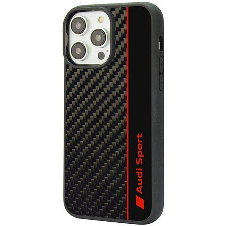 Audi Carbon Fiber Stripe iPhone 14 Pro 6,1" schwarz/schwarz Hardcase AUS-TPUPCIP14P-R8/D1-BK