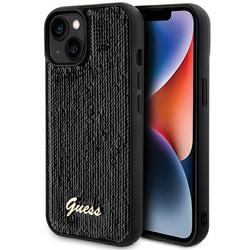 Guess nakładka do iPhone 14 6,1&quot; GUHCP14SPSFDGSK HC SEQUIN SCRIPT METAL czarna