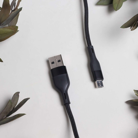 Maxlife kabel MXUC-07 USB - microUSB 1,0 m 2,4A czarny nylonowy