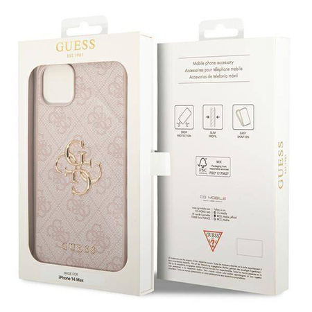 Guess 4G Big Metal Logo - Etui iPhone 14 (różowy)