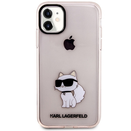 Original Handyhülle IPHONE 11 / XR Karl Lagerfeld Hardcase Ikonik Choupette (KLHCN61HNCHTCP) rosa