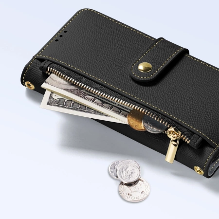 Etui skórzane Dux Ducis Lawa na iPhone 15 Pro - czarne