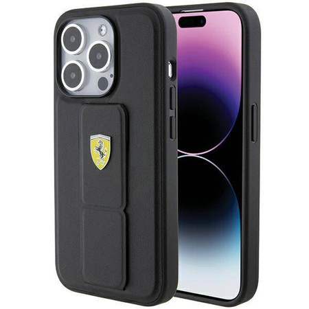 Ferrari nakładka do iPhone 15 Pro 6,1" FEHCP15LGSPSIK HC GRIP STAND PU