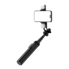Selfie stick WC12YDS 1.3m aluminum alloy telescopic tripod with dual lamp and phone holder - black