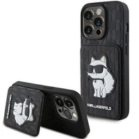 Etui Karl Lagerfeld Saffiano Cardslots and Stand Monogram Choupette do iPhone 15 Pro - czarne
