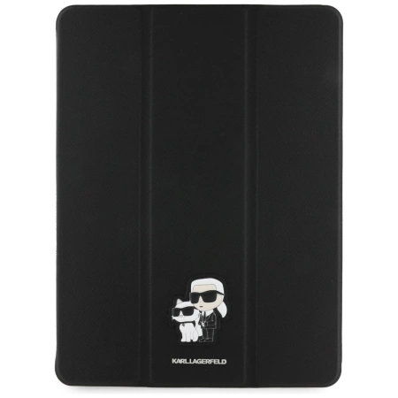 Karl Lagerfeld Saffiano Magnetische Karl &amp; Choupette iPad Pro 13&quot; 2024 Buchcover-Hülle - Schwarz
