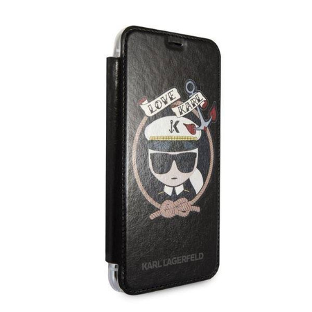 Original Case IPHONE X / XS Karl Lagerfeld Bookcase Signature Glitter black