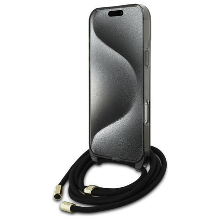 Original Case IPHONE 16 PRO MAX Guess Hardcase Crossbody Cord Script MagSafe (GUHMP16XHCTSGNSK) black