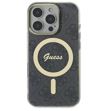 Original Handyhülle IPHONE 16 PRO MAX Guess Hardcase IML 4G MagSafe (GUHMP16XH4STK) schwarz