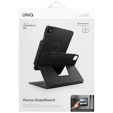 Etui UNIQ Rovus Snapmount Magnetic 360 Rotating Detachable do iPad Pro 11" M4 (2024) czarny
