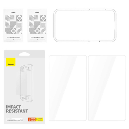 Set aus 2x Baseus Crystal Panzerglas für Nintendo Switch 2019 + Montageset - transparent