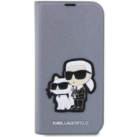 Karl Lagerfeld KLBKP14XSANKCPG iPhone 14 Pro Max 6.7&quot; bookcase silver/silver Saffiano Karl &amp; Choupette