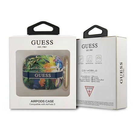 Schutzhülle APPLE AIRPODS 3 Guess AirPods Flower Strap Collection (GUA3HHFLB) blau