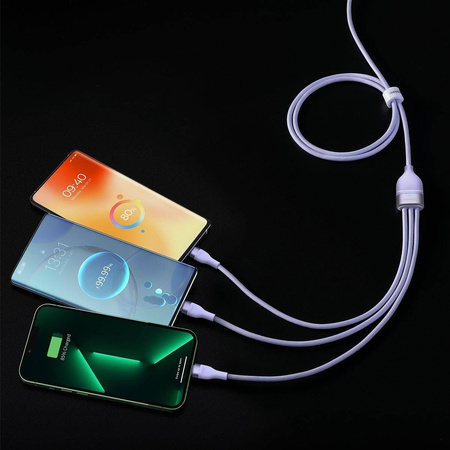 Baseus Flash Series II kabel USB Typ C / USB Typ A - USB Typ C / Lightning / micro USB 100 W 1,5 m fioletowy (CASS030205)