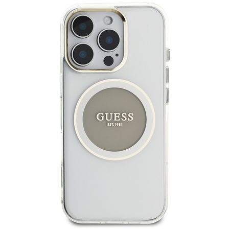 Guess IML Metal Colored Circle Classic Logo MagSafe - Etui do iPhone 16 Pro (szary)