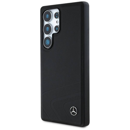 Original Case SAMSUNG GALAXY S25 ULTRA Mercedes Leather Horizontal Debossed Curves MagSafe black