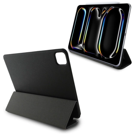 Karl Lagerfeld Saffiano Magnetische Karl &amp; Choupette iPad Pro 11&quot; 2024 Buchcover-Hülle - Schwarz